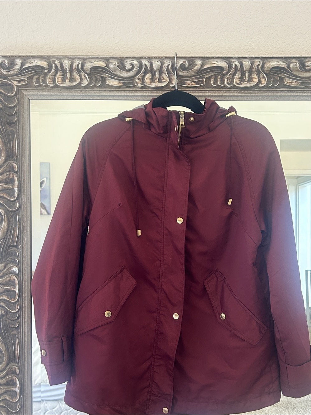 Adonna Burgundy Hooded Utility Jacket
